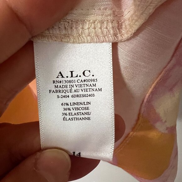 A.L.C. Womens Ava II Printed Linen-blend Mini Shirtdress Size 14 in Cumin Lilac - Picture 7 of 10